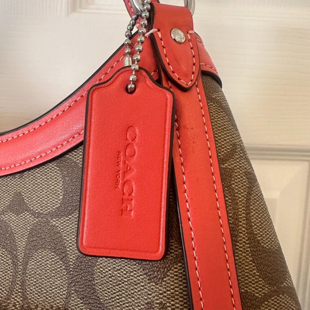 Coach No B2391-C6232 Kristy Shoulder Handbag - Khaki signature - Tangerine - Picture 4 of 15